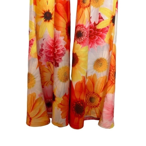 70’s Inspired Retro Bright Floral Bell Bottom Pants - Picture 6 of 10